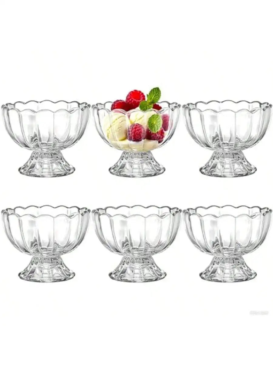 6 Pack Glass Dessert Bowls 4 Oz Glass Ice Cream Cups Mini Trifle Footed Dessert Bowls For Dessert Sundae Ice Cream Salad Cocktail Condiment Trifle