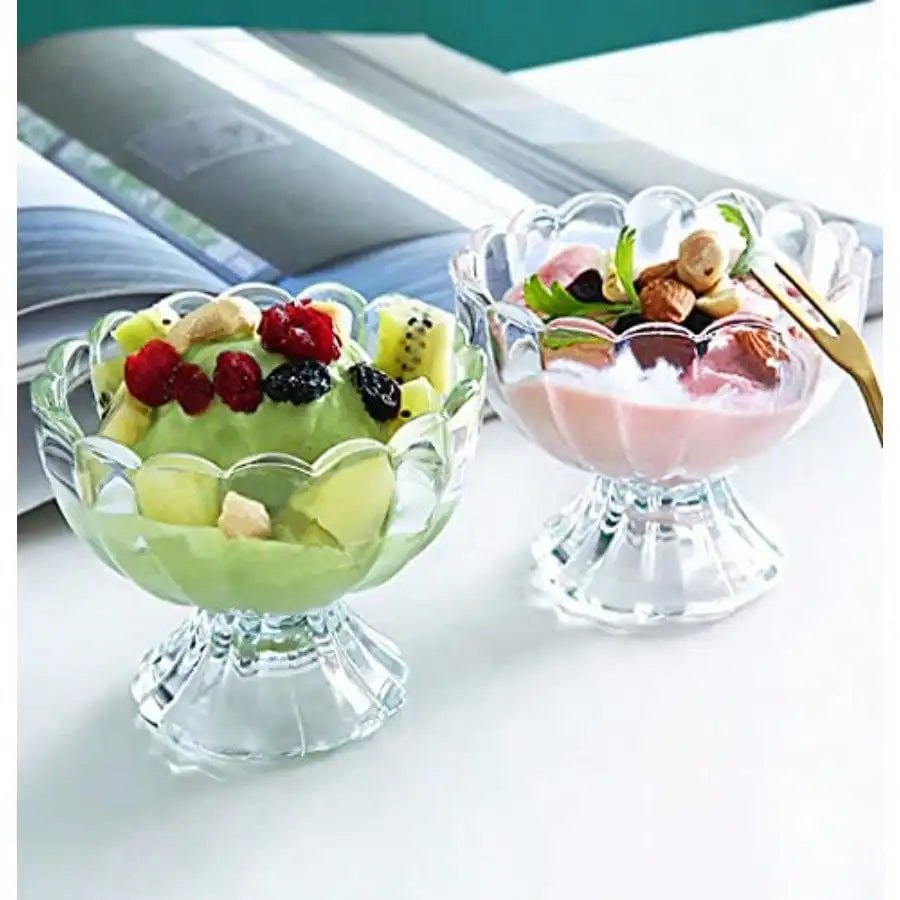 6 Pack Glass Dessert Bowls 4 Oz Glass Ice Cream Cups Mini Trifle Footed Dessert Bowls For Dessert Sundae Ice Cream Salad Cocktail Condiment Trifle