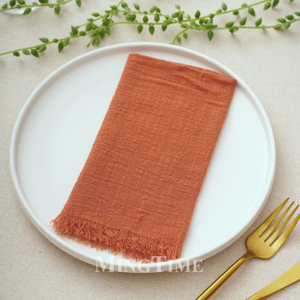 12pcs 42x42cm Cotton Gauze Cloth Napkins Versatile for Dining Wedding Home Decor Rustic Linen Table Napkin Mats Tea Towels