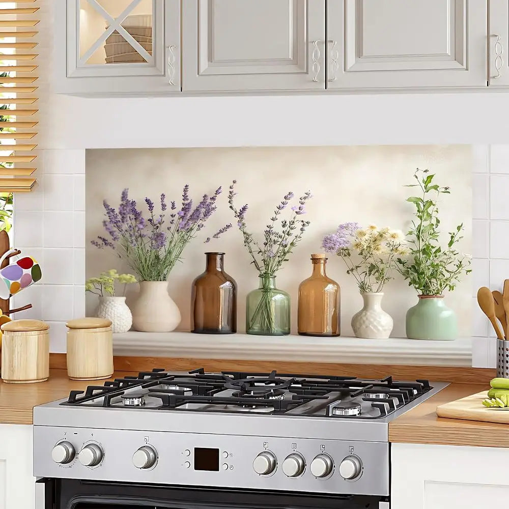 Kitchen Wallpaper 30x16 Stove Backsplash Stickers Water-Resistant Peel and Stick Decals Backsplash Wall Protector Removable Pape