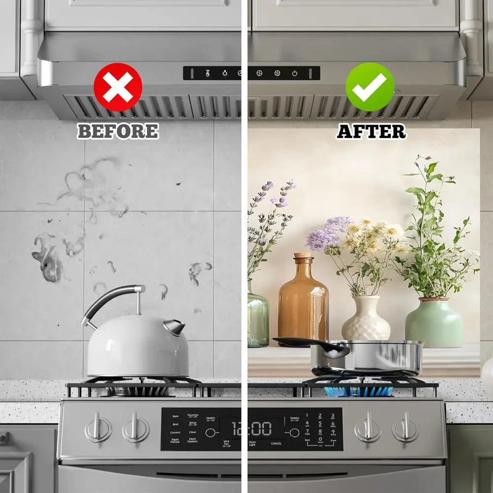Kitchen Wallpaper 30x16 Stove Backsplash Stickers Water-Resistant Peel and Stick Decals Backsplash Wall Protector Removable Pape