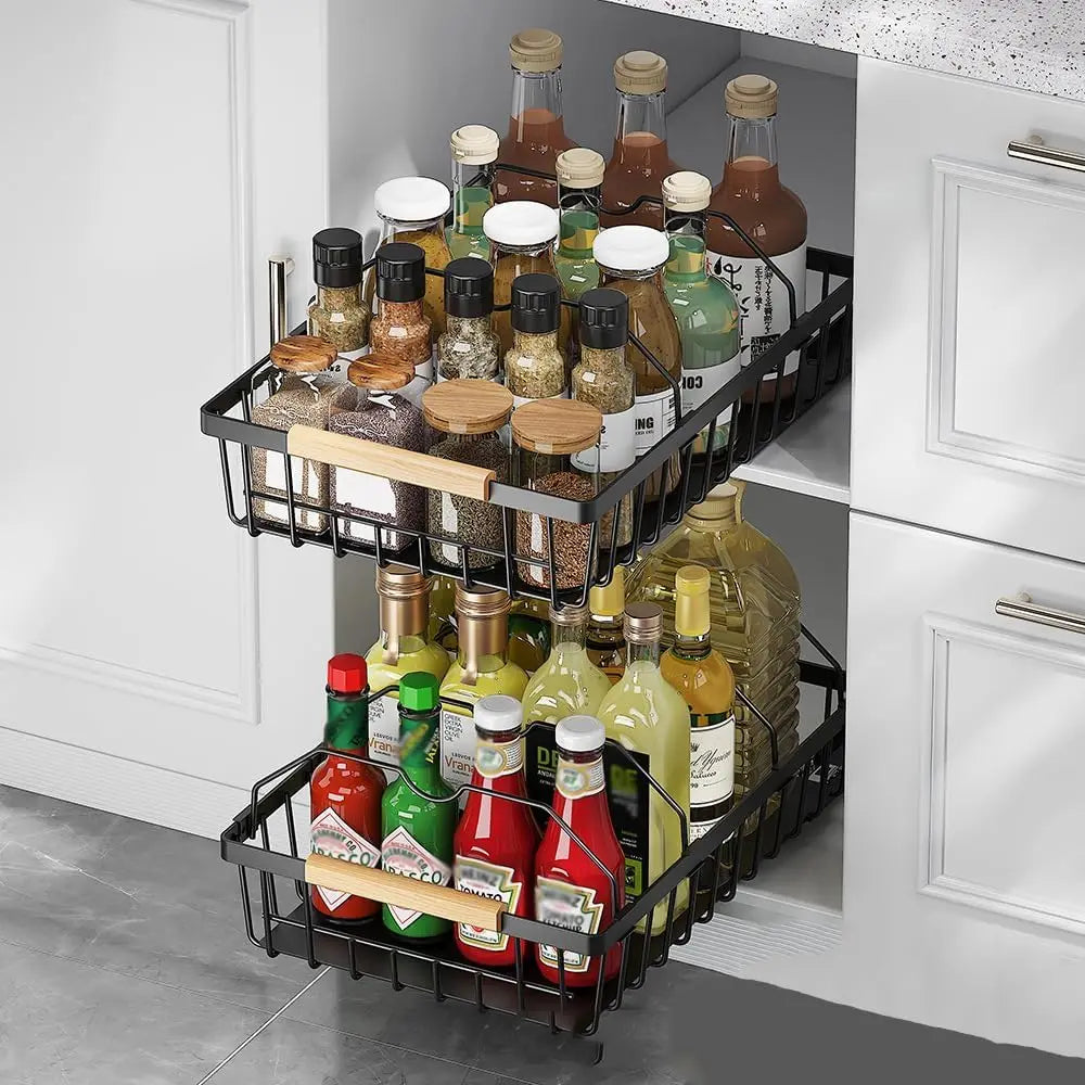 Garvee Pull Out Under Sink Cabinet Organizer Sliding Mesh Basket