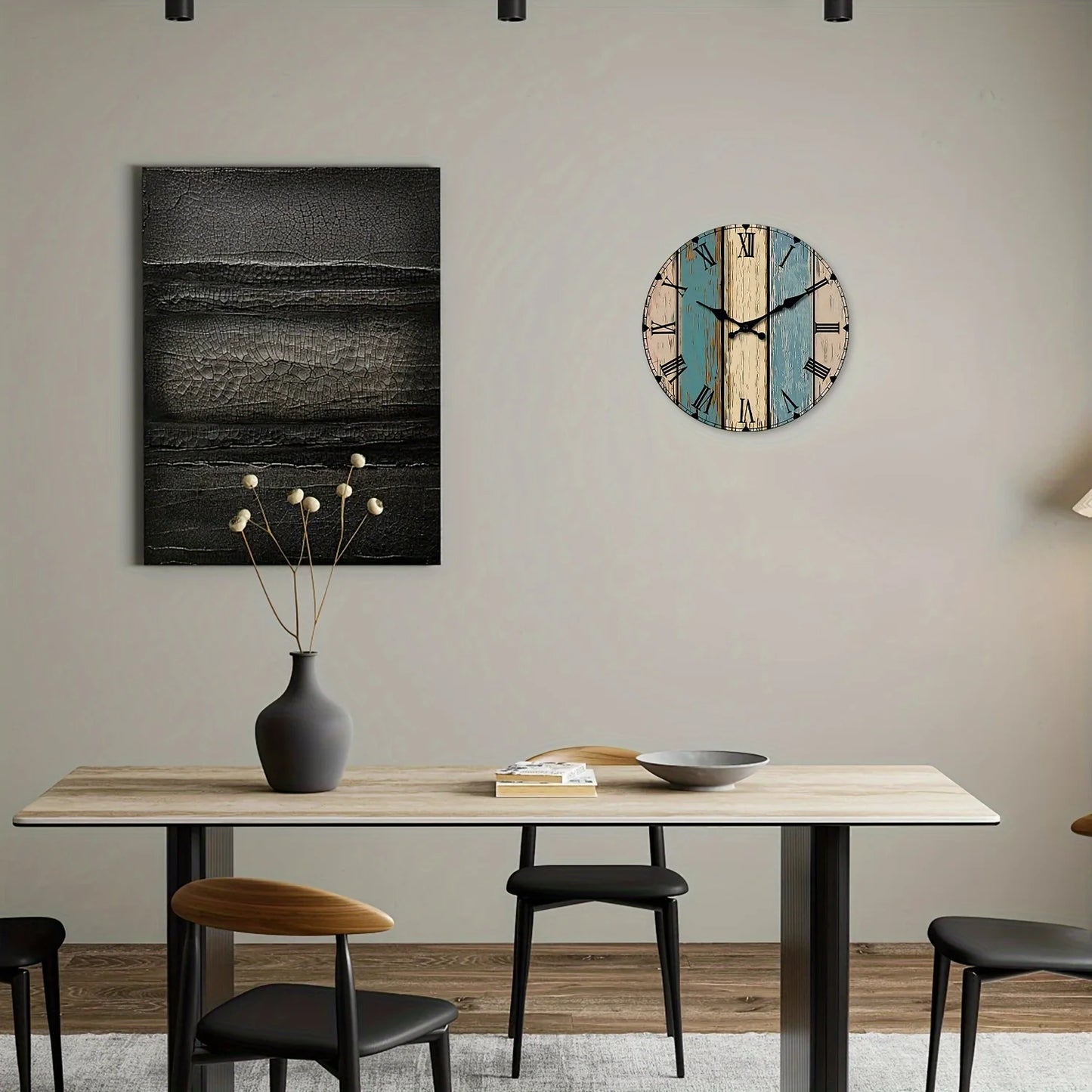 1pc vintage imitation wood texture wooden wall clock, silent silent clock, suitable for living room bedroom room Spiritual Home