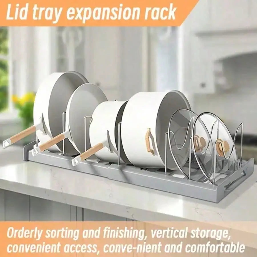 Heavy Duty Pull Out Pot Lid Organizer With Adjustable Compartments