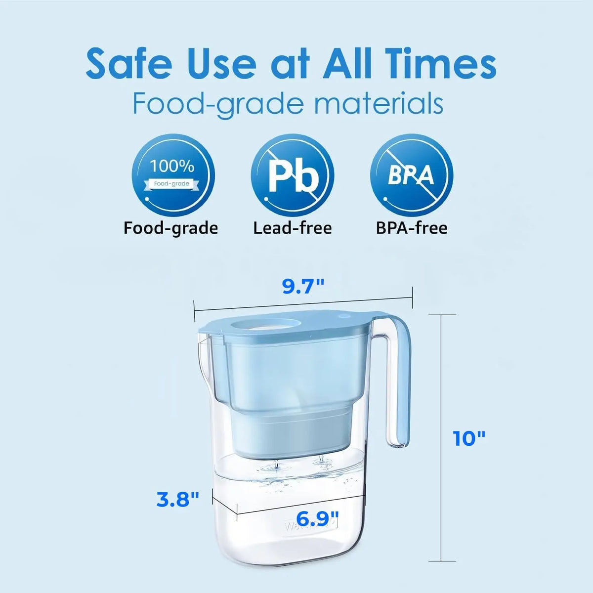Waterdrop NSF Certified Water Filter Pitcher With Long Life Filter