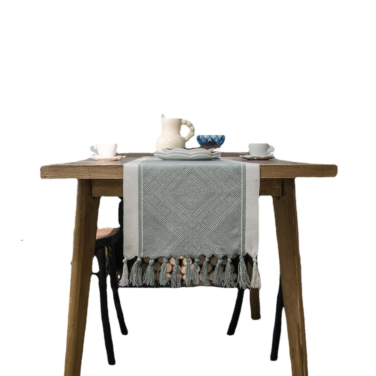 Table Runner Nordic Jacquard Geometric Table Flag Tassel Fashion Tea Flag Dining Flag Long Polyester Cotton Tablecloth