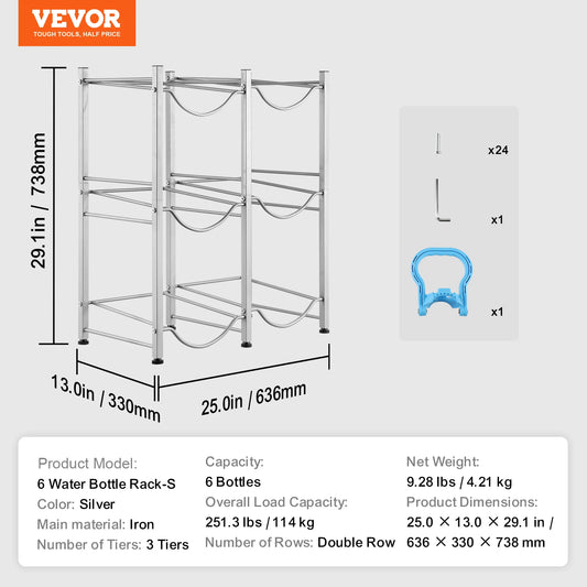 Sturdy Metal Water Bottle Storage Rack For Home Kitchen