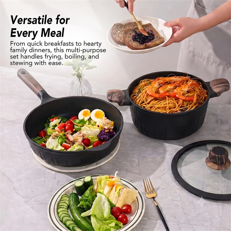 DONNOR 21 Pcs Pots and Pans Set Nonstick Ceramic Cookware Sets Kitchen Induction Cookware With Frying Pan Stew Soup Pot