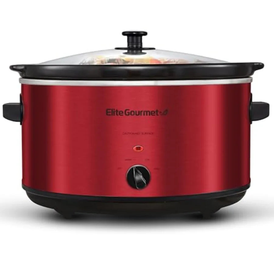 Electric Ceramic XL Jumbo Slow Cooker Adjustable Temp for Entrees Sauces Stews Dips Dishwasher Safe Glass Lid Crock 8.5Qt Metal