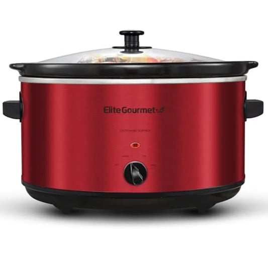 Electric Ceramic XL Jumbo Slow Cooker Adjustable Temp for Entrees Sauces Stews Dips Dishwasher Safe Glass Lid Crock 8.5Qt Metal