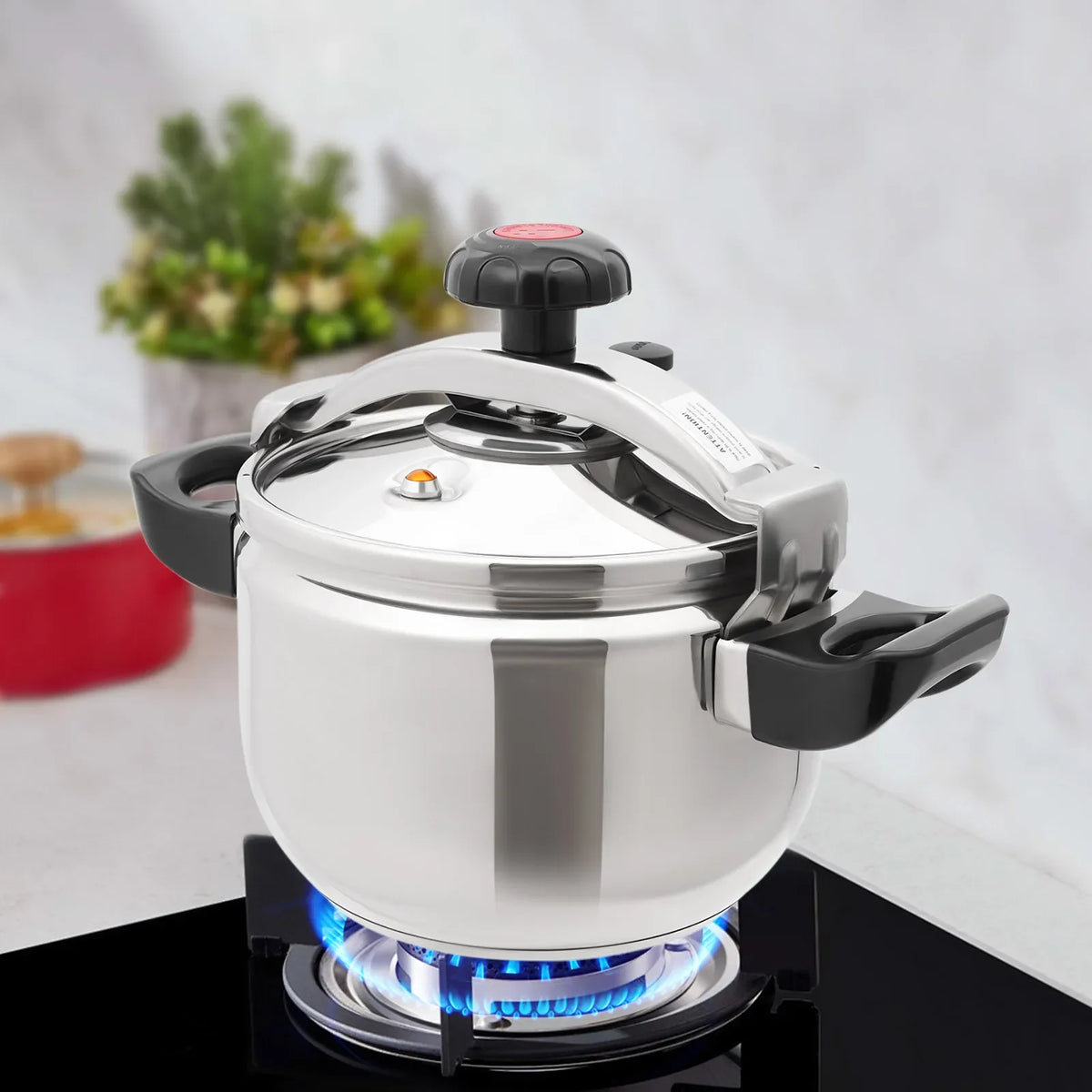 NEWEST Silver 201 Stainless Steel Round Pressure Cooker,7L Tabletop Pressure Cooker for Hotels,Restaurants