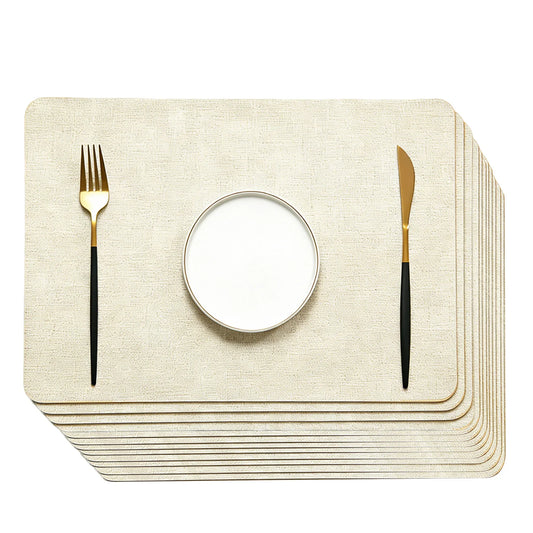 Classic Linen Textured Heat Resistant Non Slip Rectangular Placemats