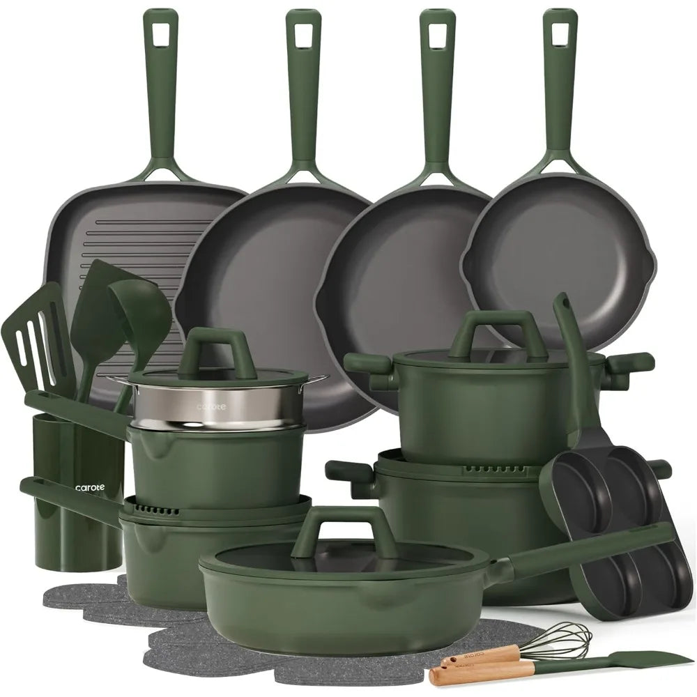 31PCS Pots and Pans Set, Nonstick Cookware Set Kitchen Non Stick Induction Titanium Cookware Non