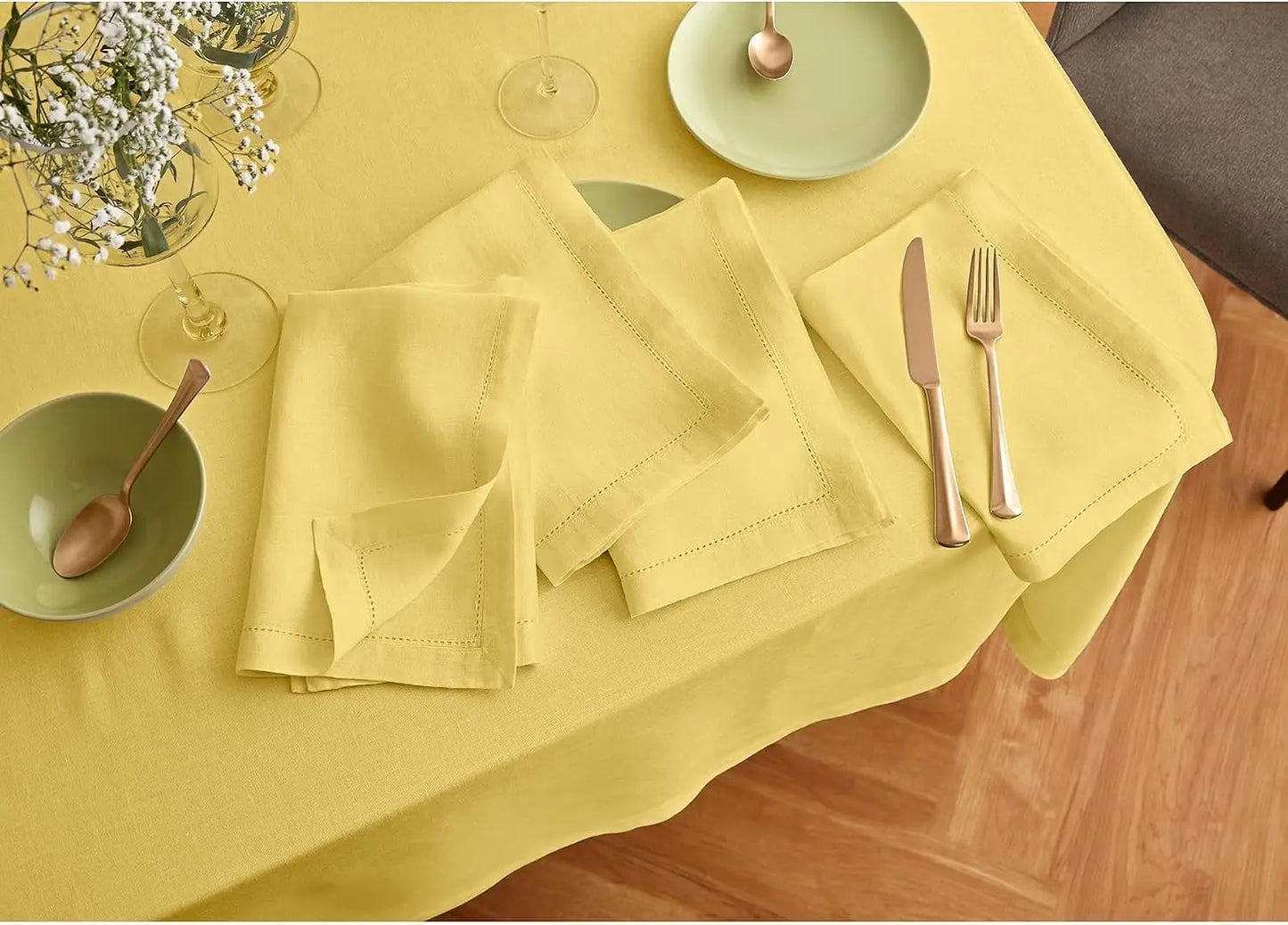 Summer Rectangle Pure Linen Tablecloth Washable 70x132 Inch Sonoma Yellow
