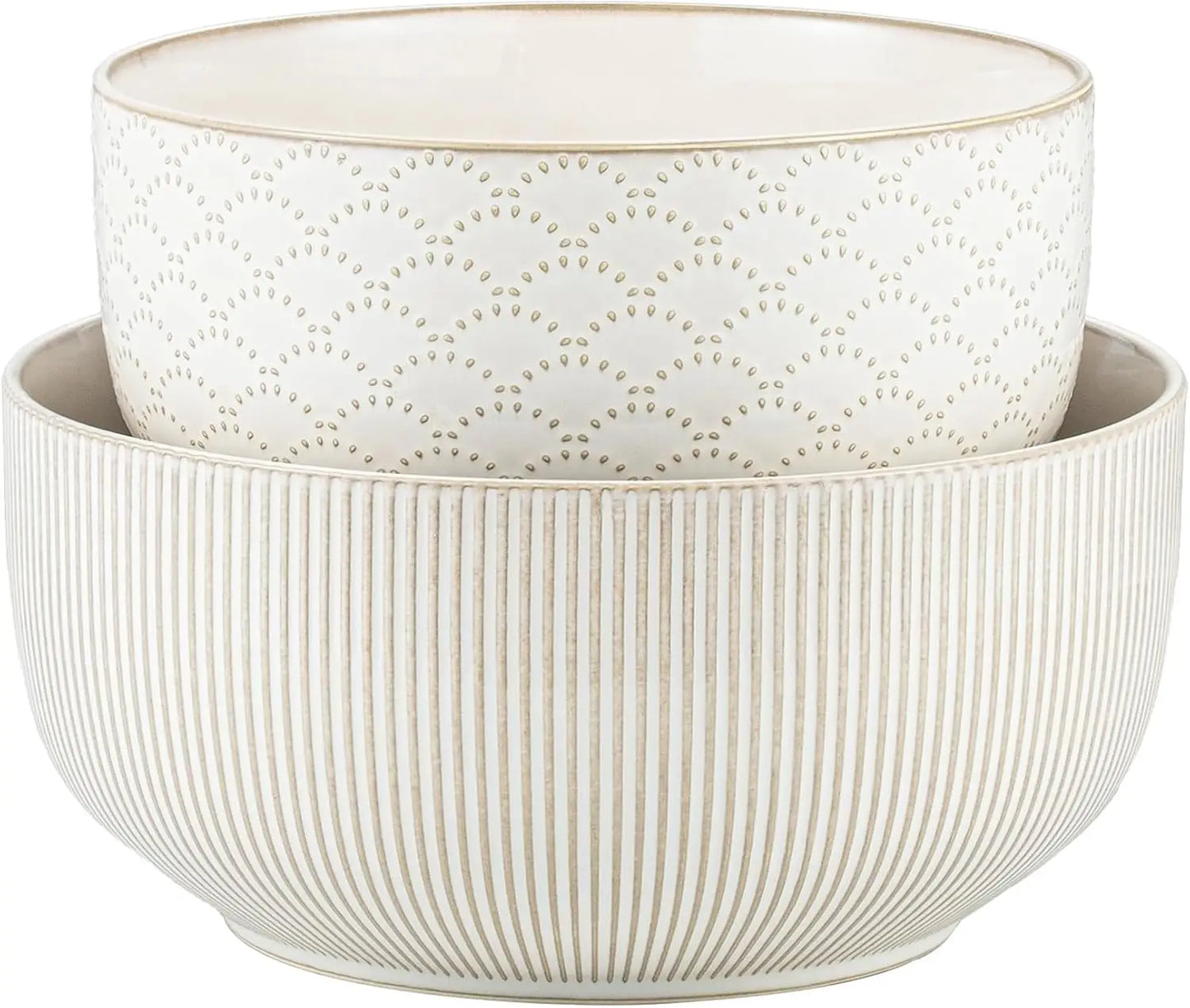 Ceramic Mixing Bowls Set of 2, Nesting Stoneware Bowls for Cooking, Serving & Salad, Microwave & Dishwasher Safe, 98/145 oz