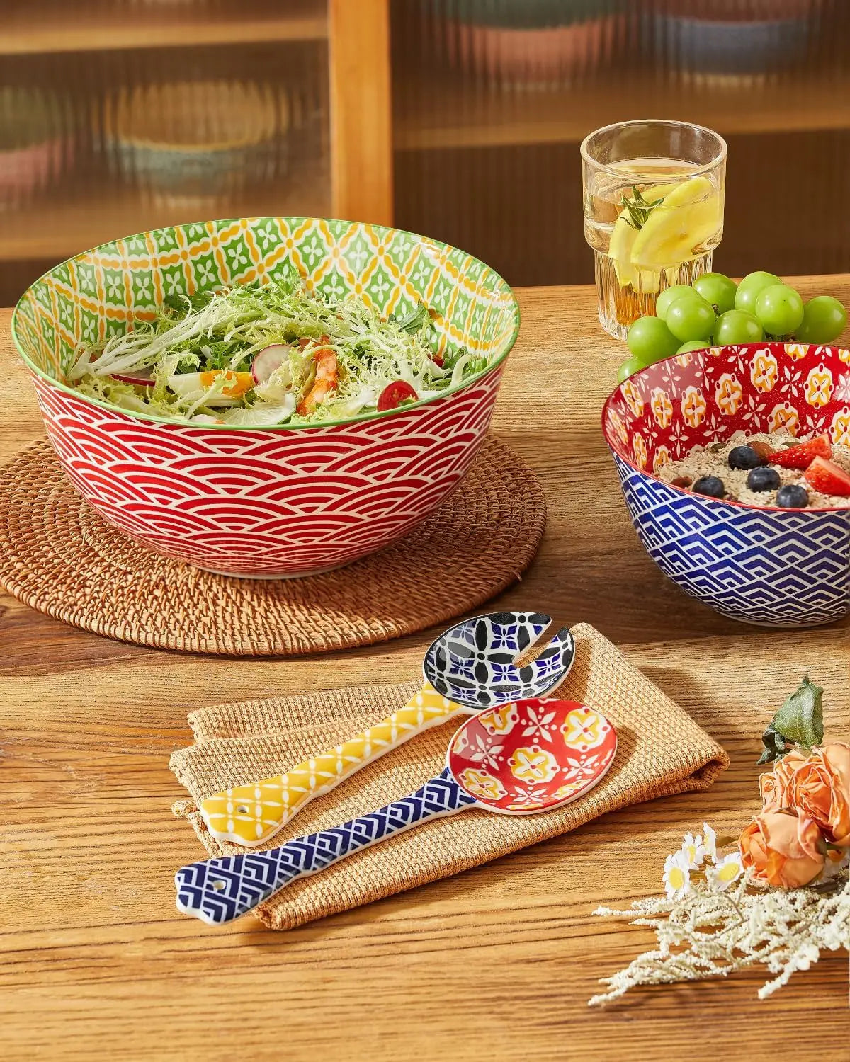 Ceramic Mixing Bowls Nesting Set For Baking And Salad Prep