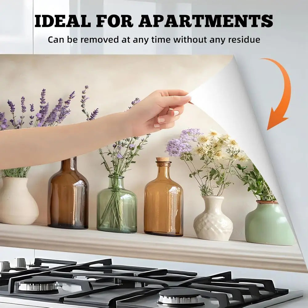 Kitchen Wallpaper 30x16 Stove Backsplash Stickers Water-Resistant Peel and Stick Decals Backsplash Wall Protector Removable Pape