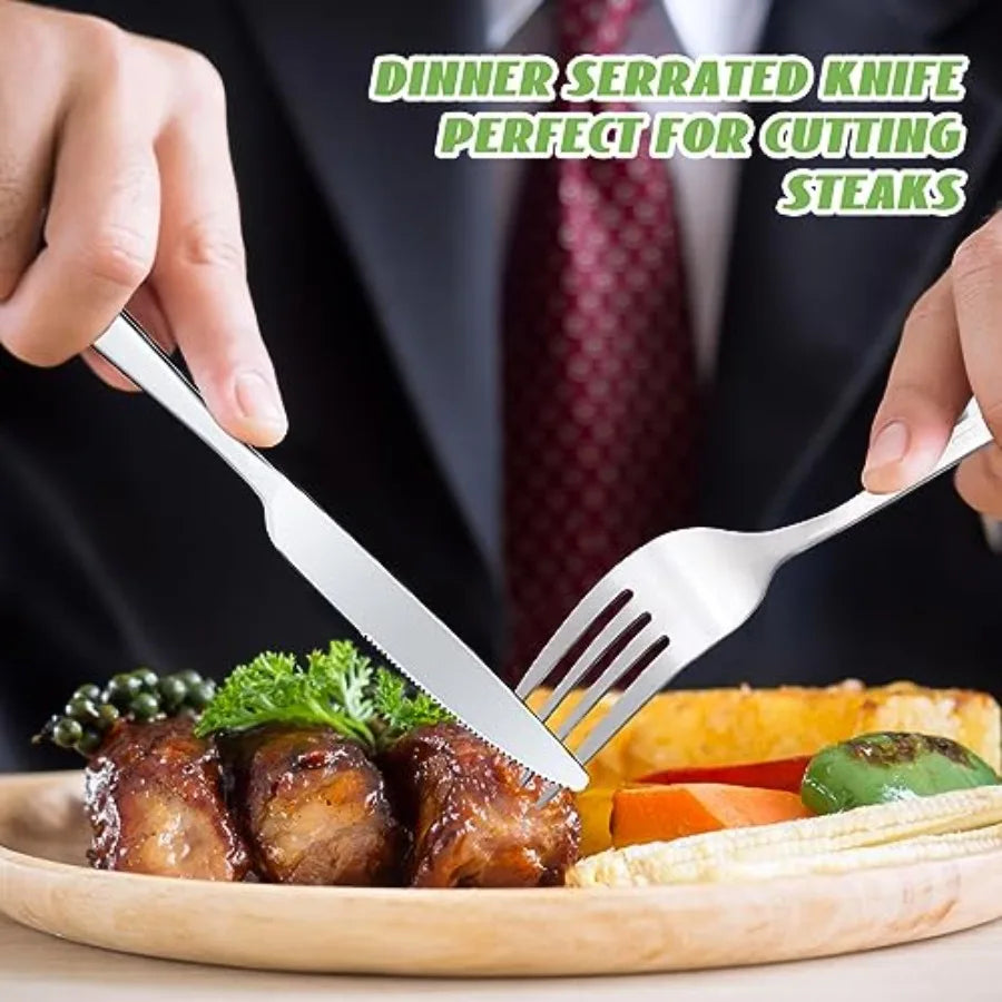 50 Pieces Stainl Steel Forks ware Set Dinner Forks and Knives Flatware Tableware Cutlery Set for Kitchen Restaurant Inch, ch