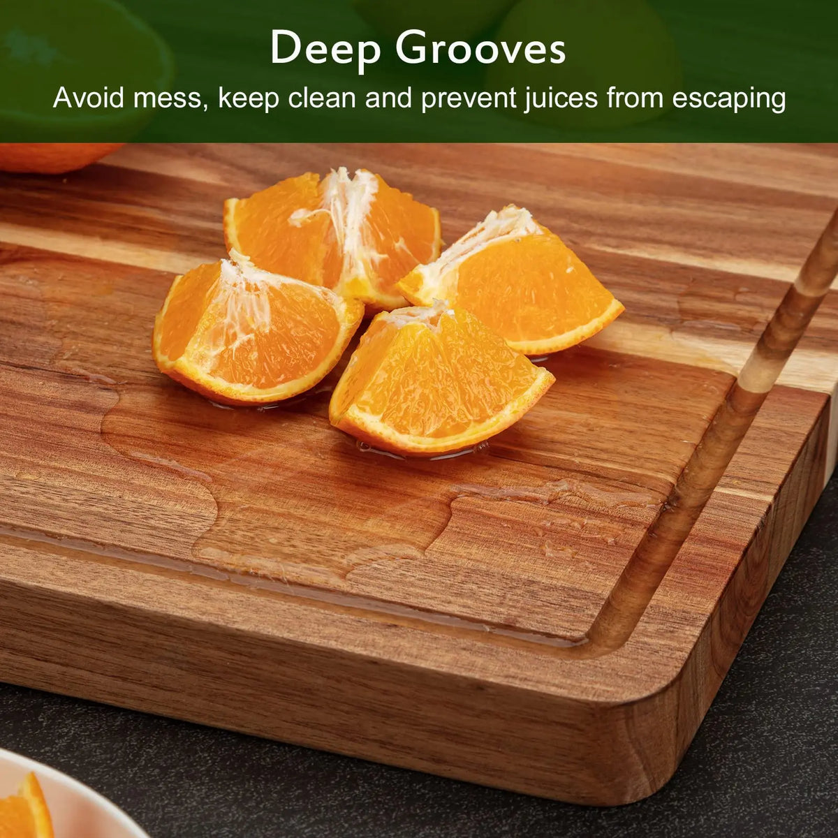 Acacia Wood Butcher Block Cutting Board Handle Juice Groove