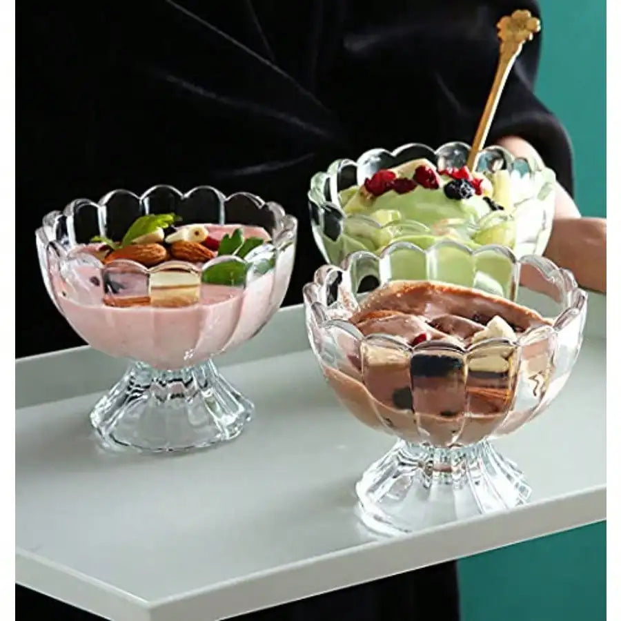 6 Pack Glass Dessert Bowls 4 Oz Glass Ice Cream Cups Mini Trifle Footed Dessert Bowls For Dessert Sundae Ice Cream Salad Cocktail Condiment Trifle