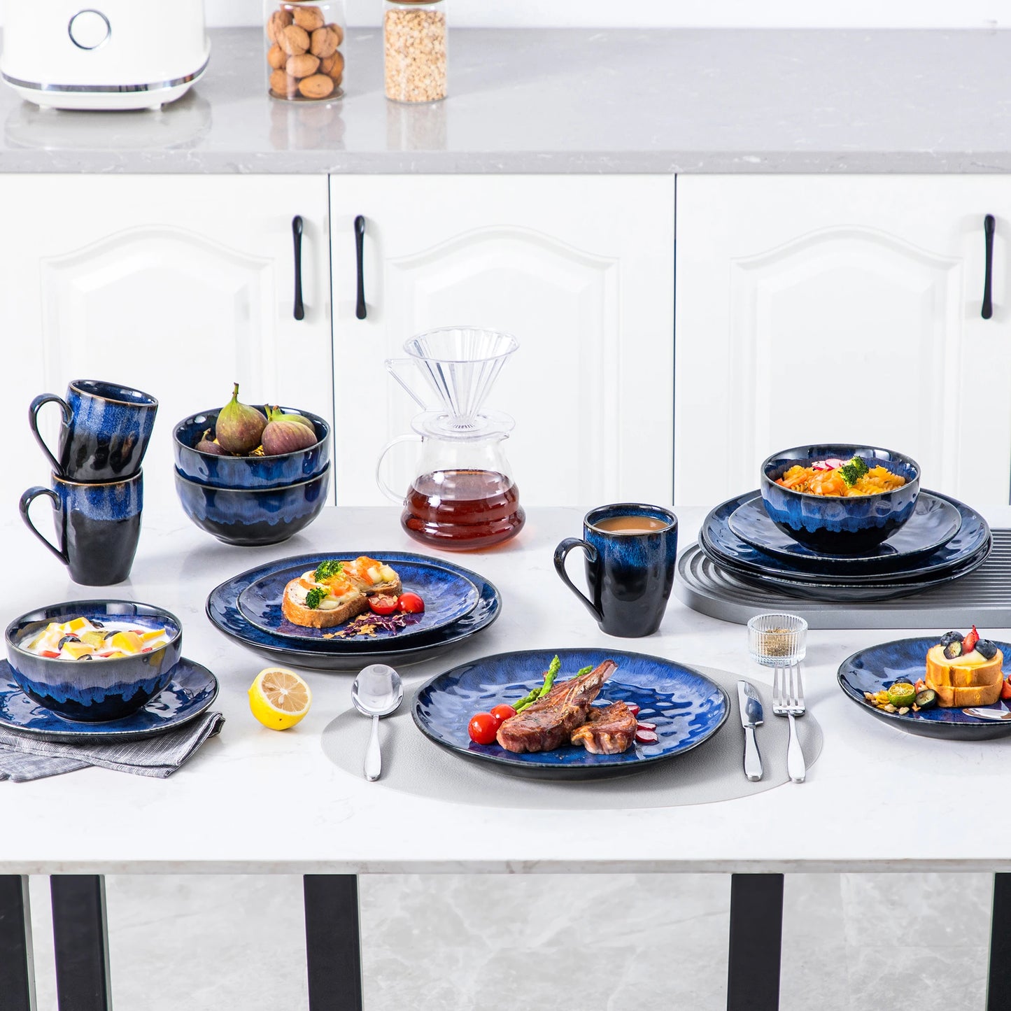 MALACASA Ceramic Dinnerware Set 16/32/48-Piece Service For Four