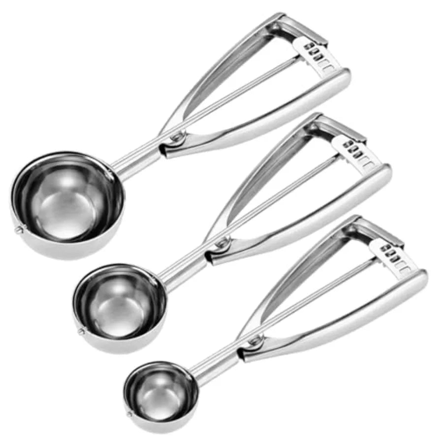 Cookie Scoop Set - Small/1 Tbsp, Medium/2 Tbsp, Large/3 Tbsp - Cookie Dough Scoop, Cookie Scoops for Baking Set of 3, Heavy-Dut