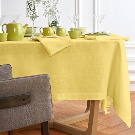 Summer Rectangle Pure Linen Tablecloth Washable 70x132 Inch Sonoma Yellow