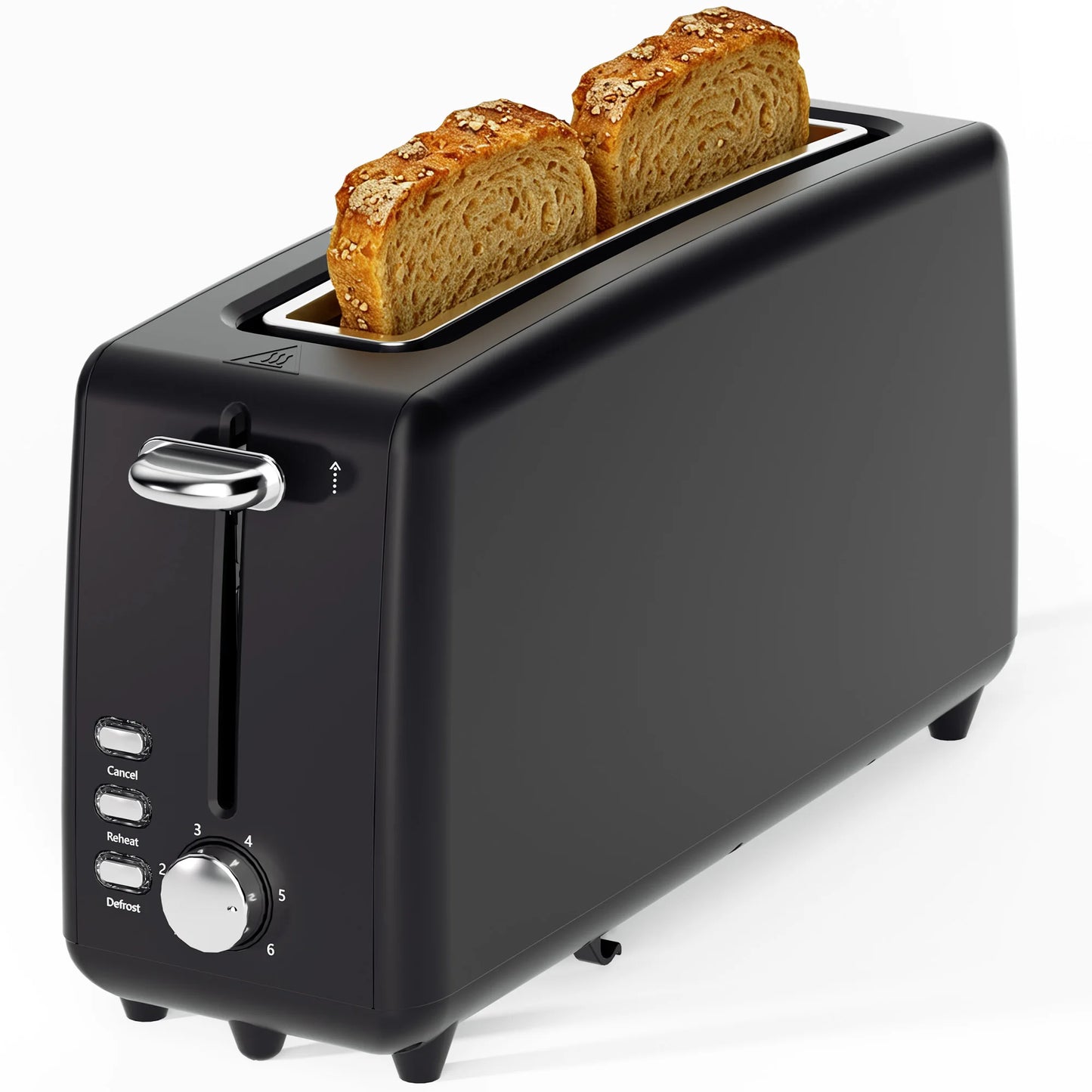 2 Slice Stainless Steel Long Slot Toaster, 6 Shade Settings, 10" Slot for Bagels & Bread, Defrost Cancel Function, Removable Crumb Tray